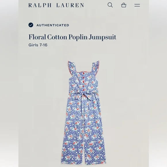 Polo Ralph Lauren Floral-printed cotton jumpsuit Size 8 - Picture 4 of 11